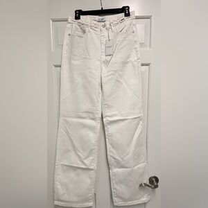 NWT - Judy Blue white, high waist, wide leg with braided waist accent.